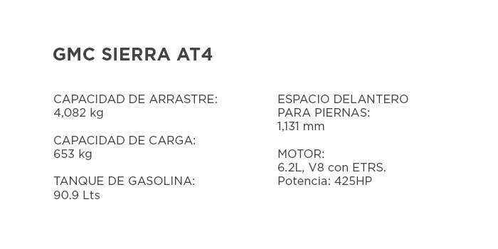 Sierra AT4 2022 Especificaciones