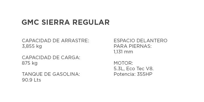 Sierra Regular 2022 Especificaciones