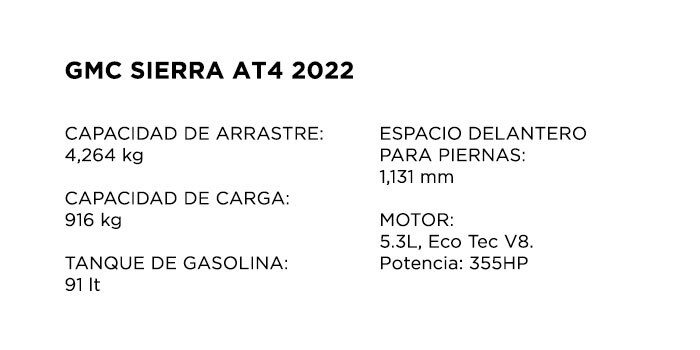Sierra AT4 2022 Especificaciones