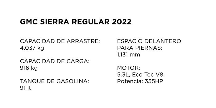 Sierra Regular 2022 Especificaciones